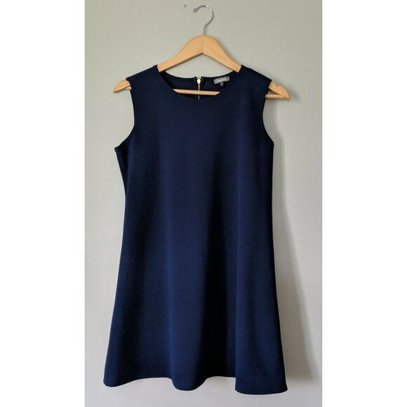 Neiman Marcus Shift Dress Womens 6 Navy Blue Gold Preppy Short Twee Heritage - Picture 1 of 5